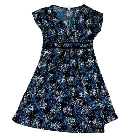 Perceptions Petite Short Sleeve Abstract Mini Fit + Wrap Flare Dress - Size PM - Picture 3 of 7